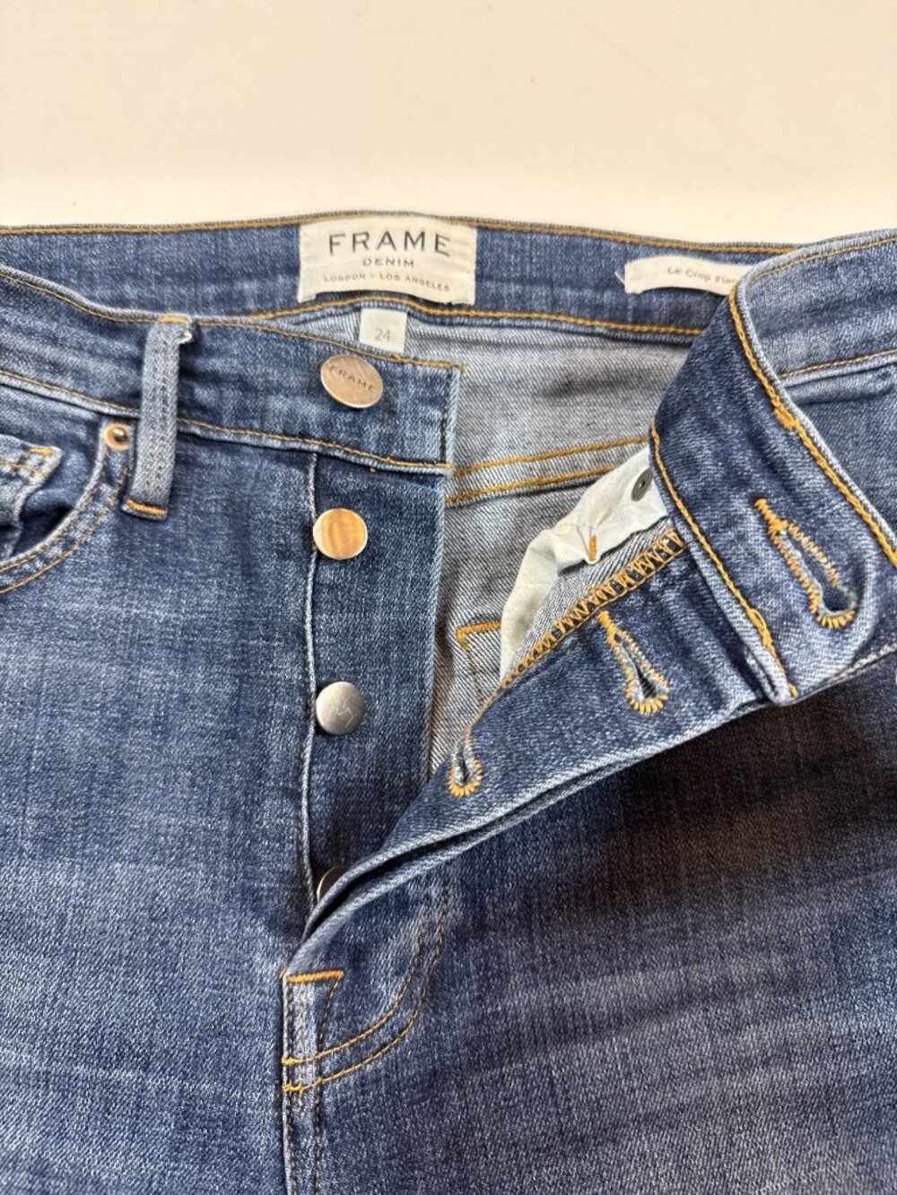 Frame Denim Womens Le Crop Flare Jeans Size 24 Blue Wash Stretch (NN524) - Picture 6 of 9